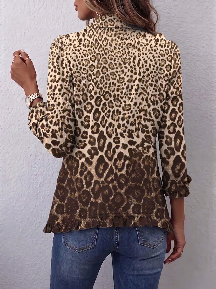 Leopard Print Ruffled Jacket