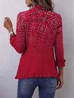 Bohemian Paisley Ombré Print Ruffled Jacket