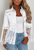 Lace-Panel Jacket - White