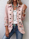Floral Ruffle Button-Front Jacket - Pink