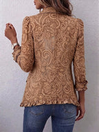 Vintage Bohemian Floral Print Ruffled Jacket