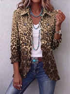 Leopard Print Ruffled Jacket - Multicolor