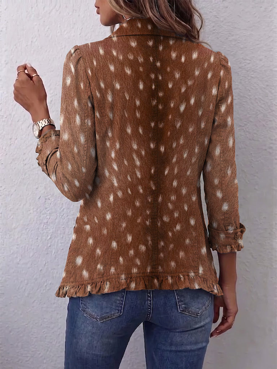Bohemian Animal-Print Ruffled Jacket