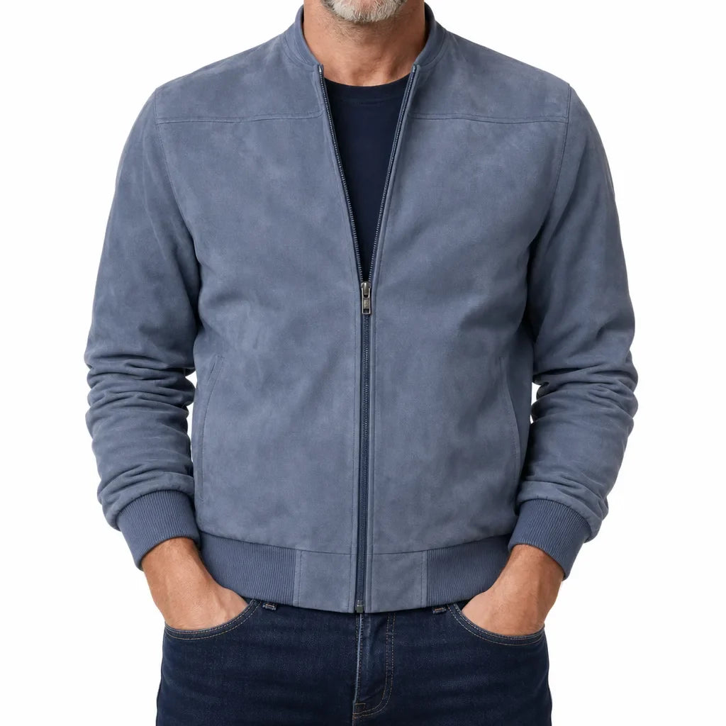 Men's Suede Bomber Jacket