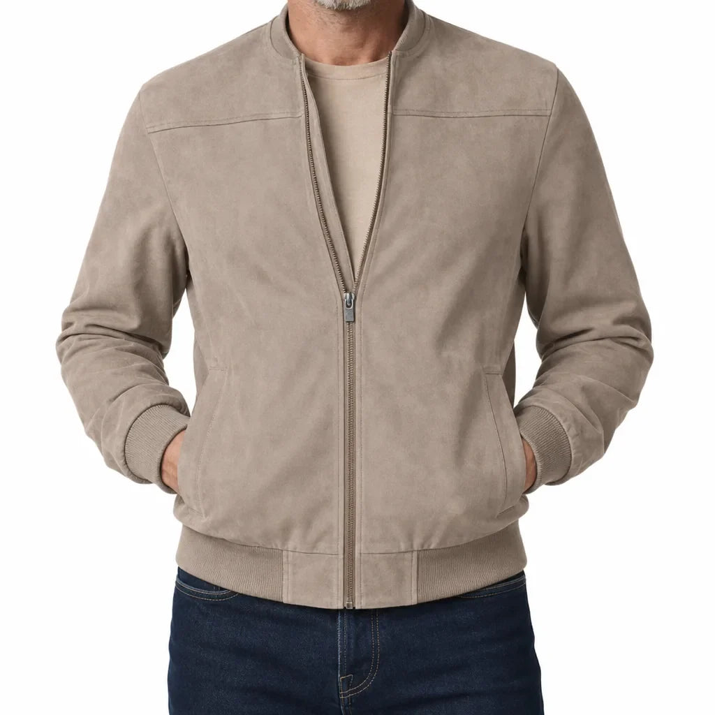 Men's Suede Bomber Jacket
