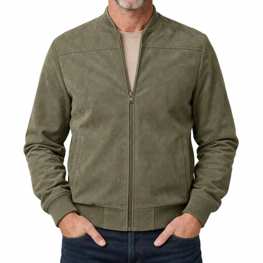 Men's Suede Bomber Jacket