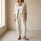 Women's Relaxed Suit Set Blazer & Trousers - Beige