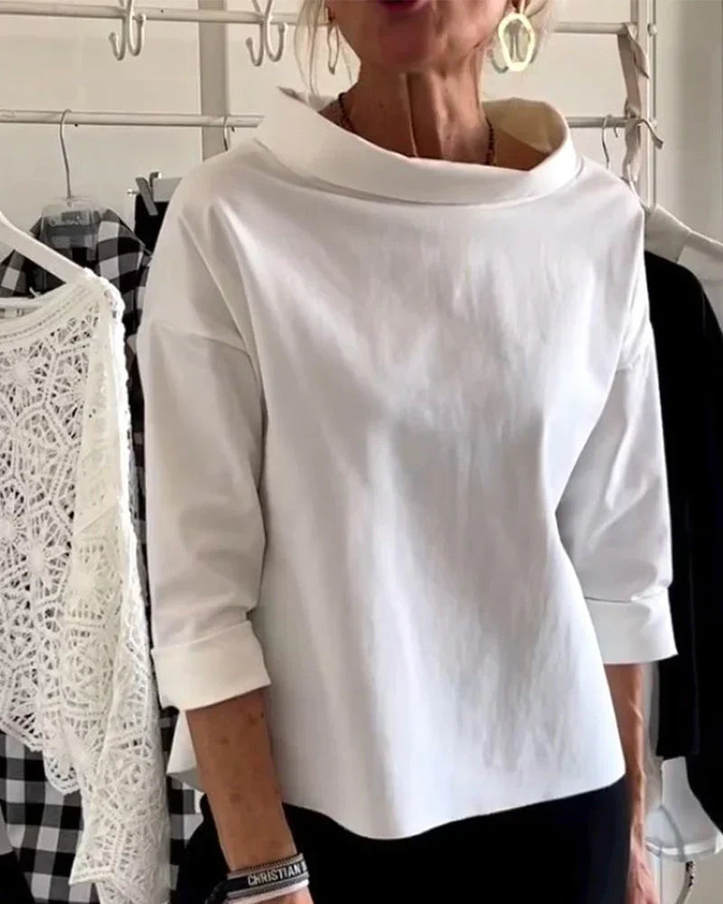 Women's Cowl Neck 3/4 Sleeve Top - White