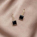 Crystal Black Stone Drop Earrings
