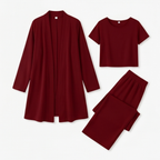Women's 3-Piece Pants Set with Drape Cardigan