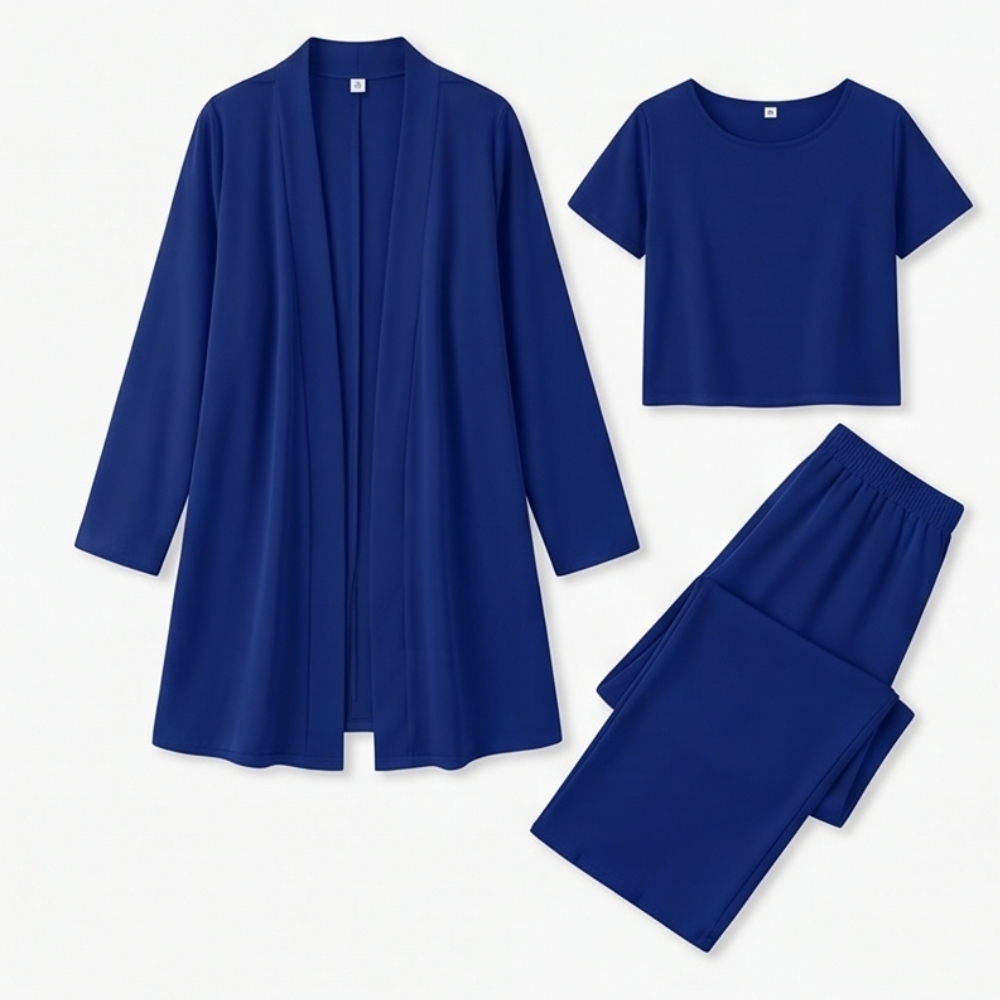 Women's 3-Piece Pants Set with Drape Cardigan