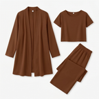 Women's 3-Piece Pants Set with Drape Cardigan