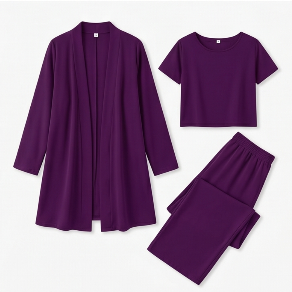 Women's 3-Piece Pants Set with Drape Cardigan