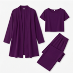 Women's 3-Piece Pants Set with Drape Cardigan
