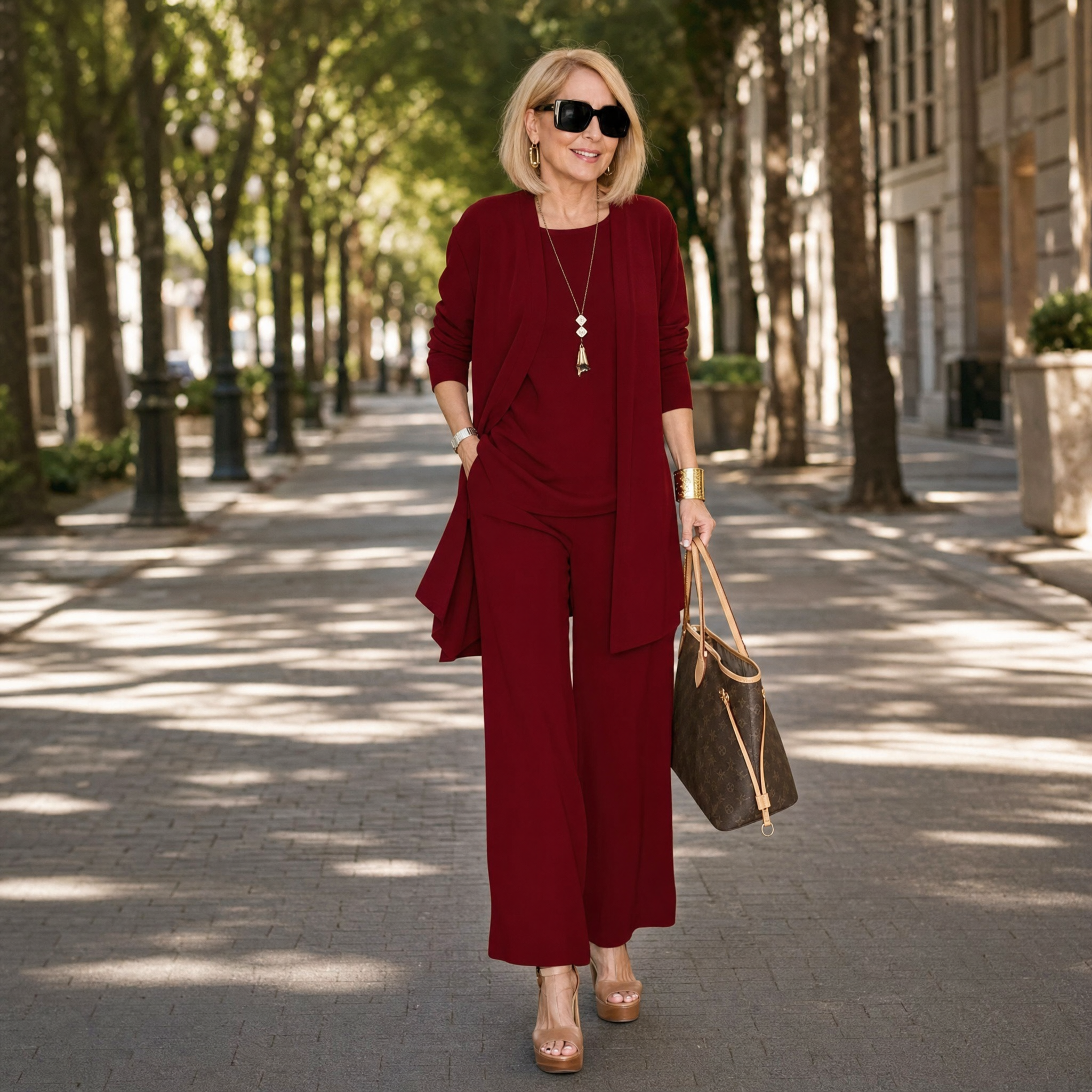 Women's 3-Piece Pants Set with Drape Cardigan