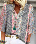 Women's Floral Print Blouse Relaxed Fit - Pink
