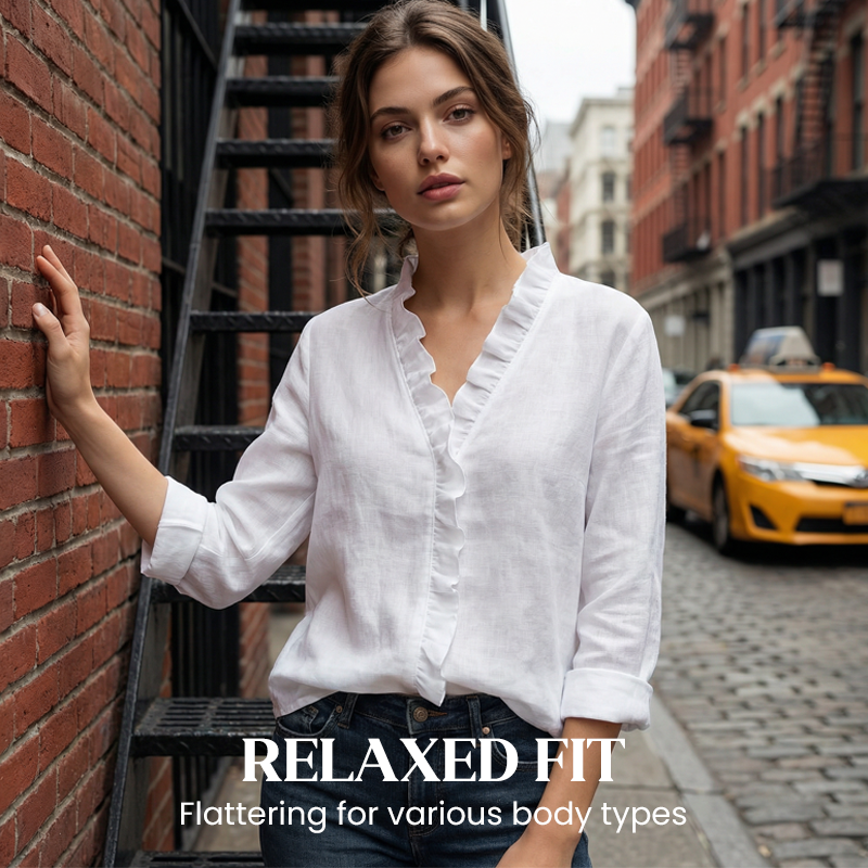 Women's Ruffle Neck Long Sleeve Blouse