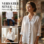 Women's Ruffle Neck Long Sleeve Blouse