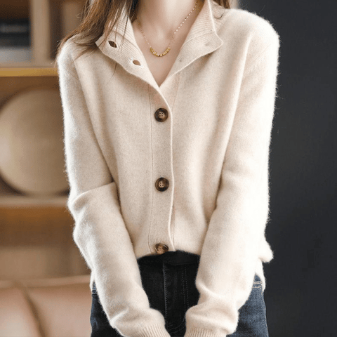 Women's Mock Neck Button Cardigan
