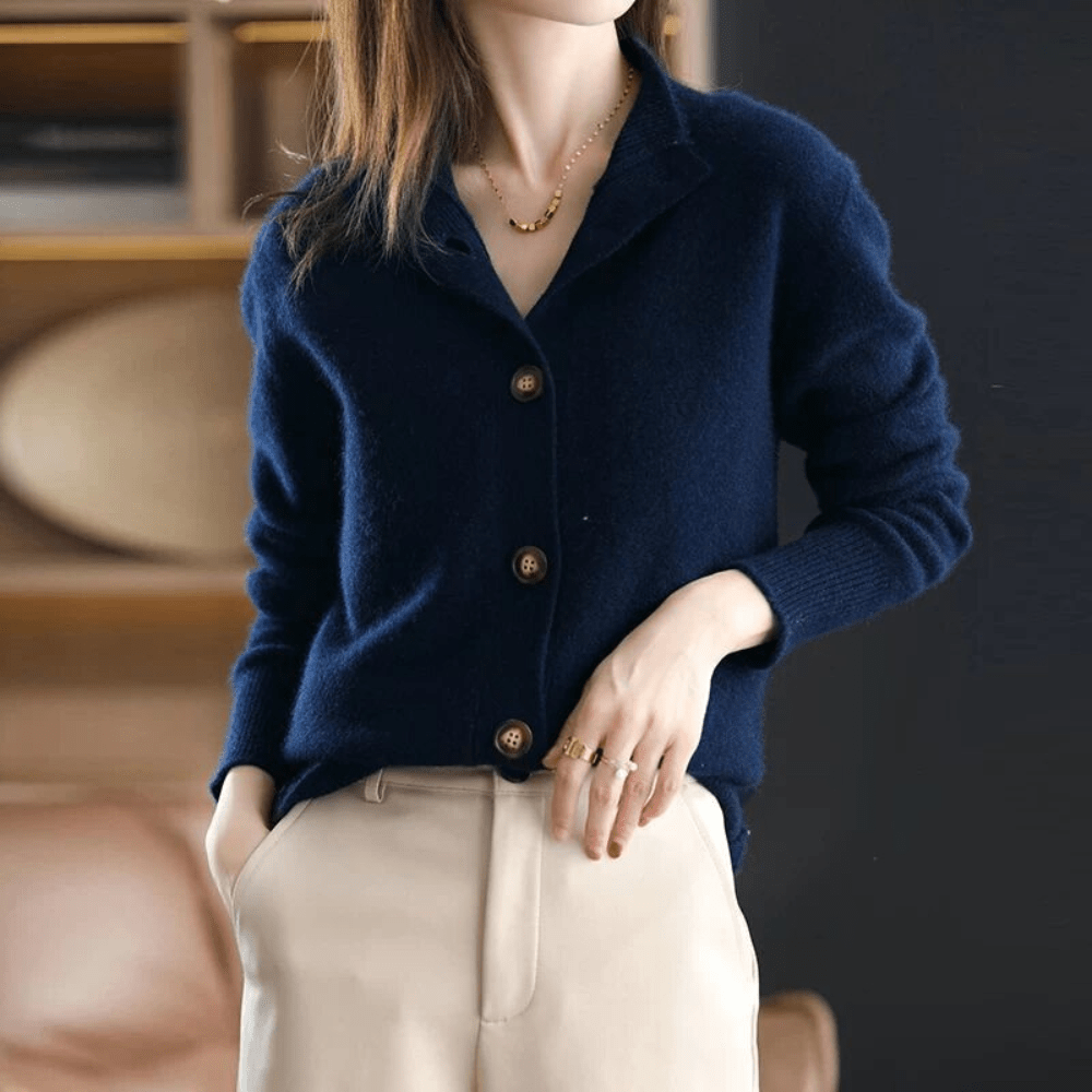 Women's Mock Neck Button Cardigan