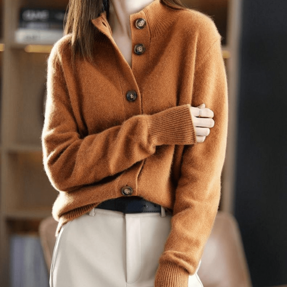 Women's Long Sleeve Button Up Cardigan - Orange