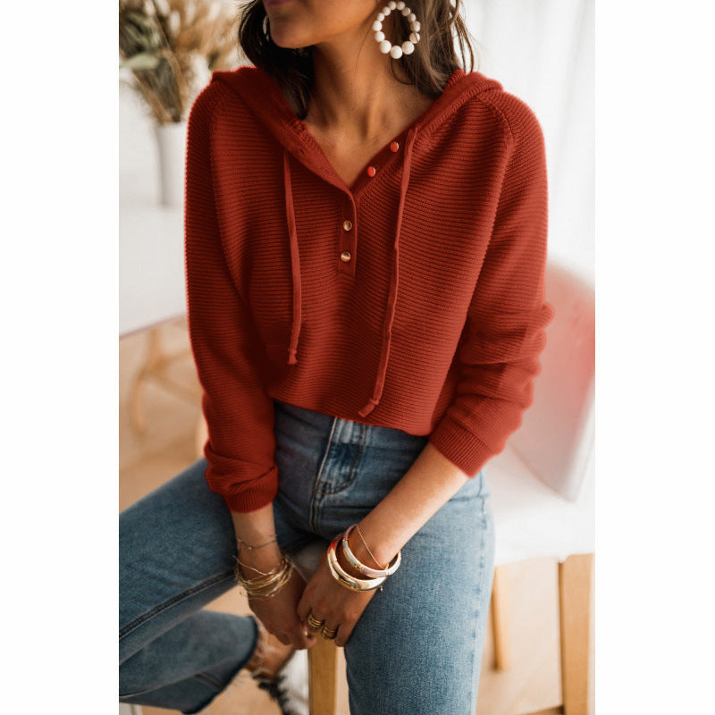 Women's Button Front V-Neck Long Sleeve Top