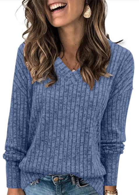 Women's V Neck Ribbed Oversized Sweater