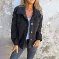 Women's Button Up Long Sleeve Jacket - Black