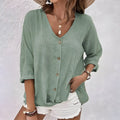 Relaxed Button-Up Blouse - Green