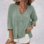 Relaxed Button-Up Blouse - Green