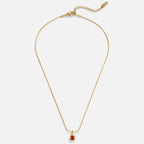 Square Pendant Birthstone Necklace