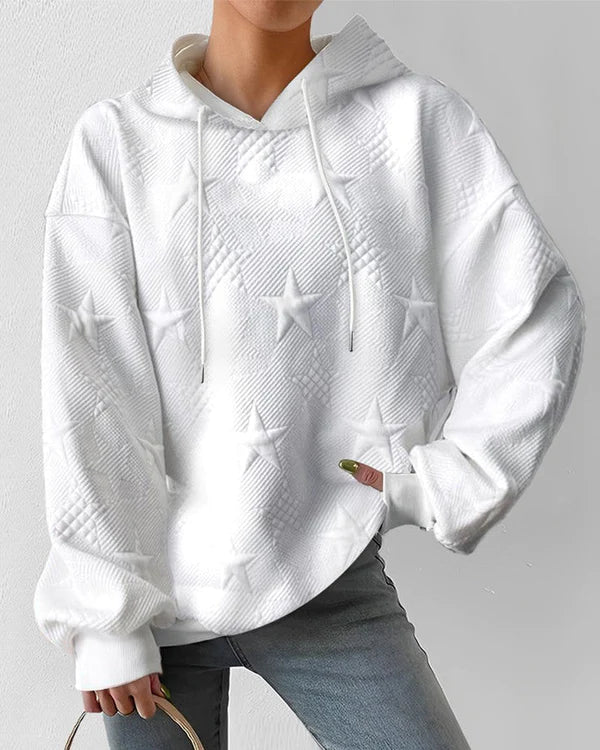Women's Oversized Star Print Hoodie Long Sleeve Pullover Sweatshirt