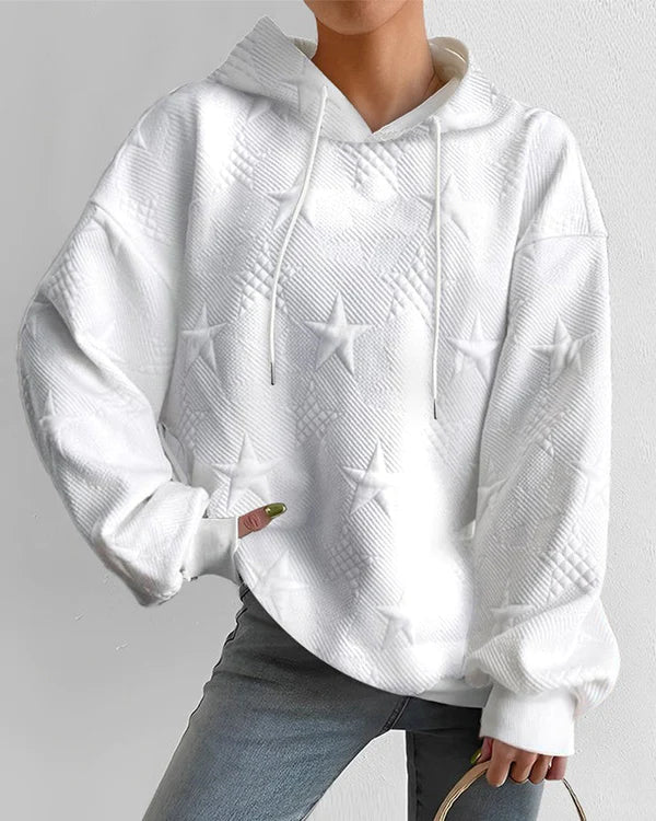 Women's Oversized Star Print Hoodie Long Sleeve Pullover Sweatshirt