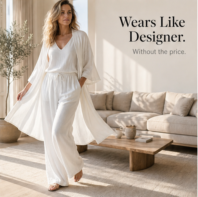 Women's 3-Piece Loungewear Set Wide Leg Pants