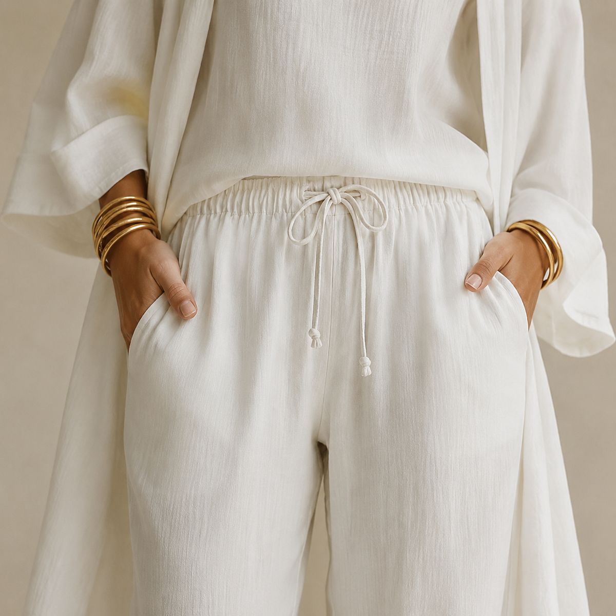 Women's 3-Piece Loungewear Set Wide Leg Pants
