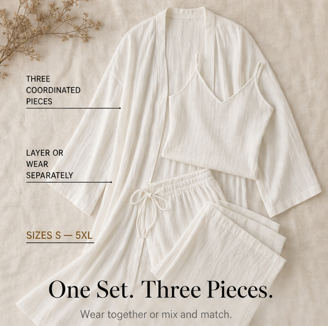 Women's 3-Piece Loungewear Set Wide Leg Pants