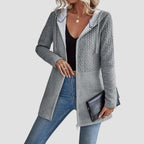 Women's Cable Knit Zip Hoodie - Grey