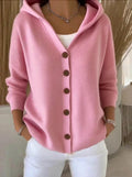 Women's Hooded Button Cardigan - Pink