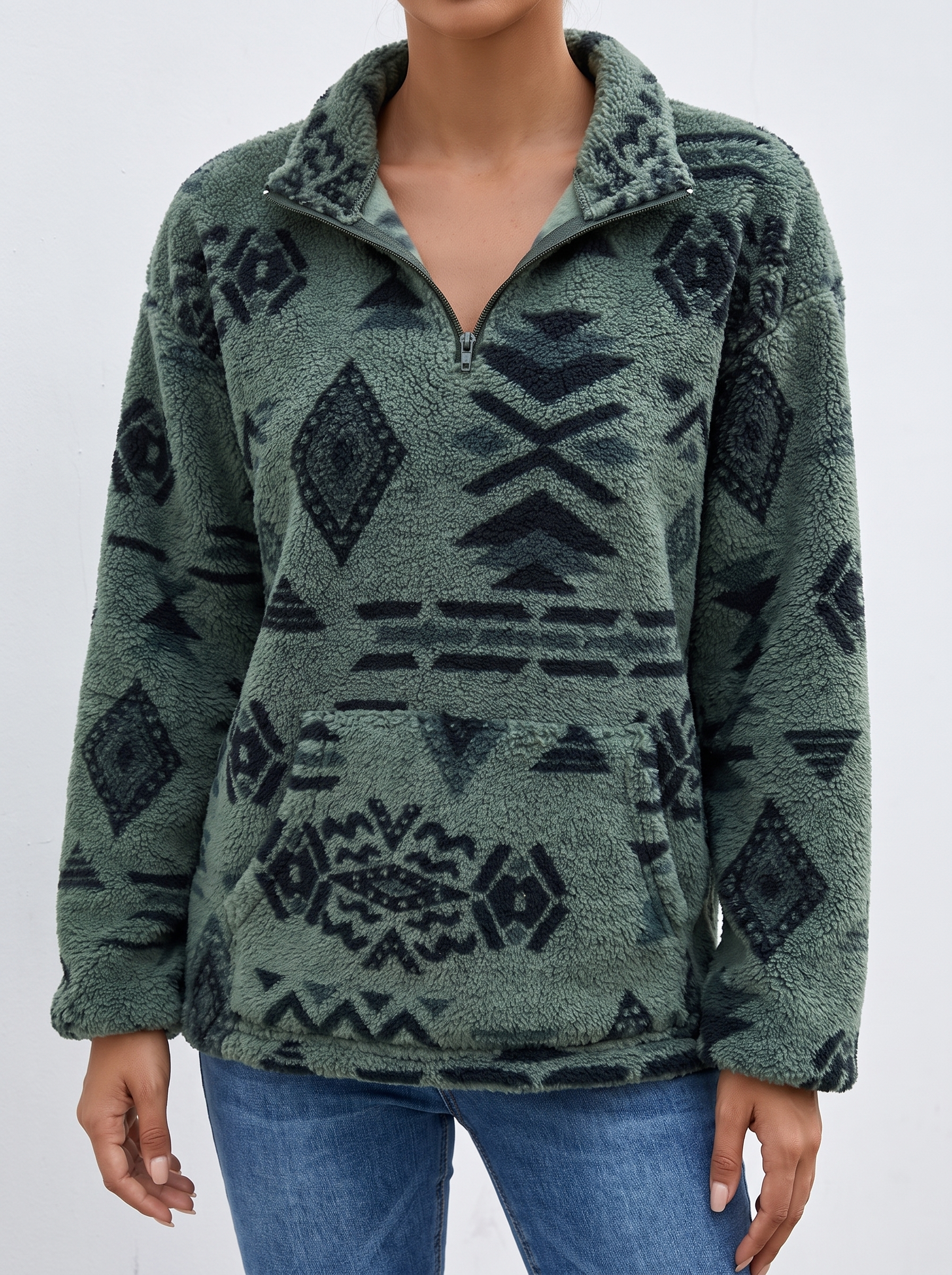 Forest Aztec Fleece Half-Zip