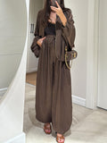 Women's Wide Leg Pants Casual Two-Piece Set - Brown