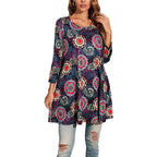 Women's Mandala Print 3/4 Sleeve Tunic Top