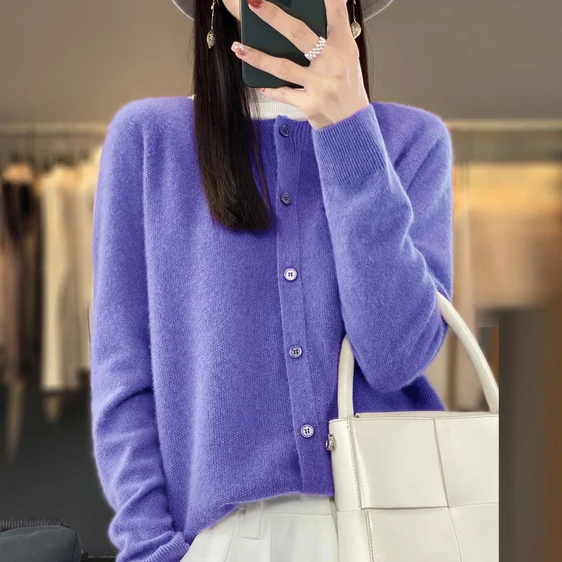 Women's Long Sleeve Button Front Cardigan - Grey