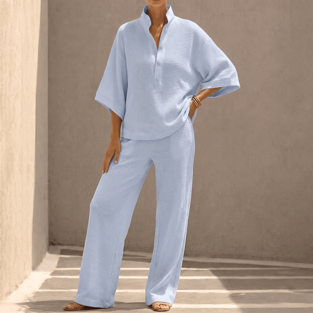 Women's Waffle Knit Co-ord Two-Piece Set
