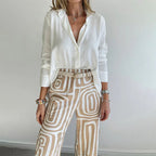 Women's Printed Wide Leg Pants Two-Piece Set
