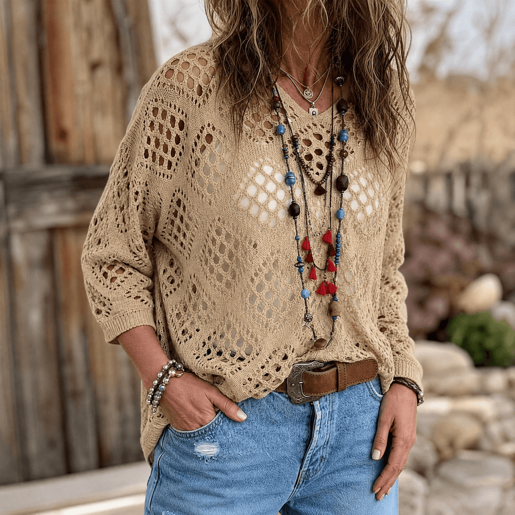 Women's Boho Crochet Knit Top