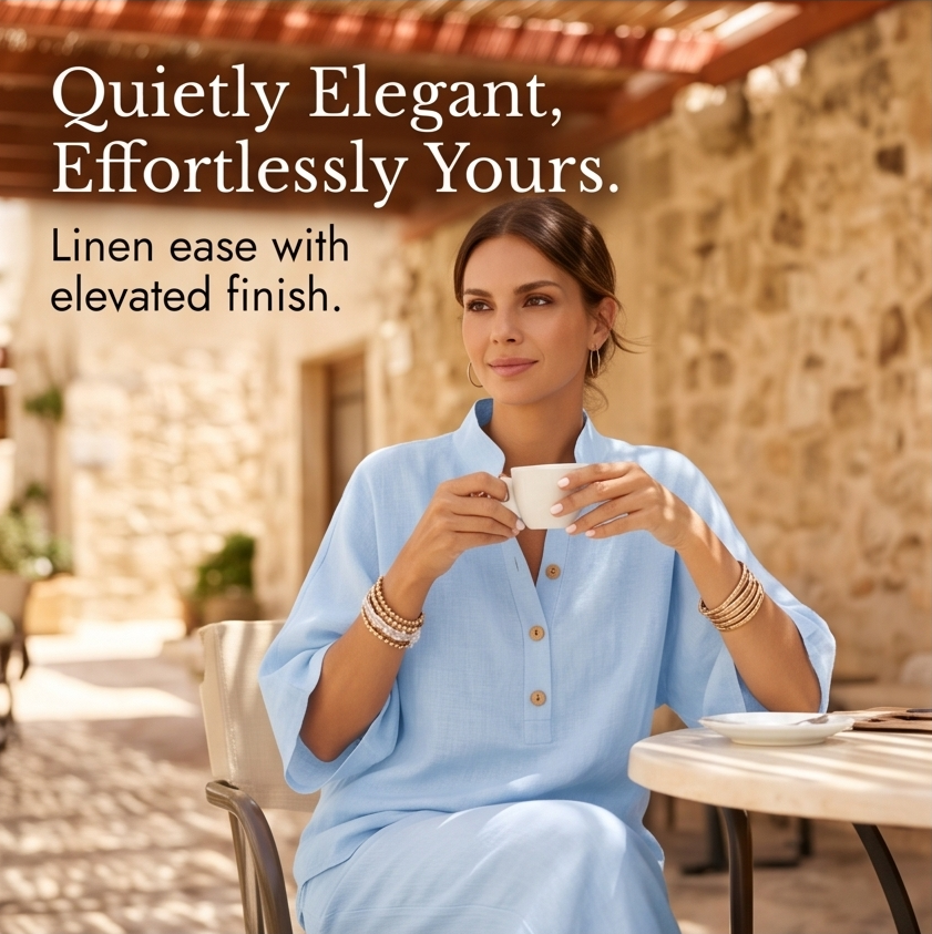 Women's Linen Two-Piece Set Wide Leg Pants