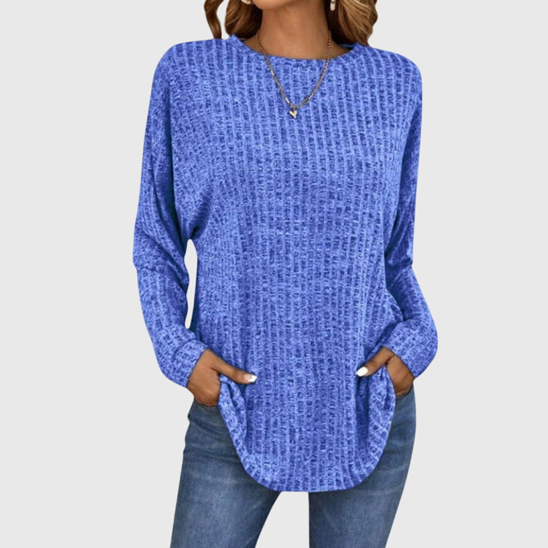 Women's Round Neck Long Sleeve Textured Knit Top