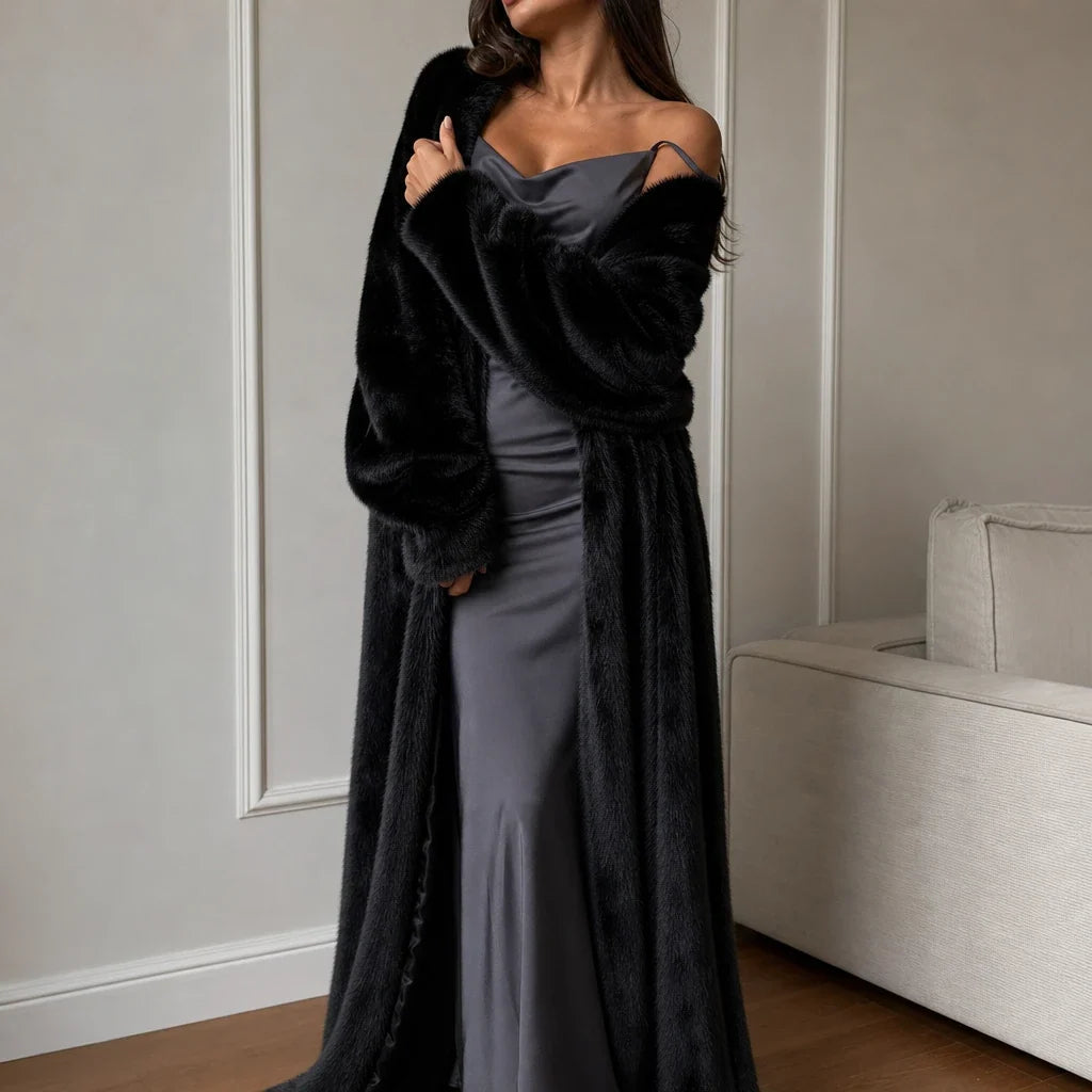 Valeska | Long Plush Faux Mink Knit Coat