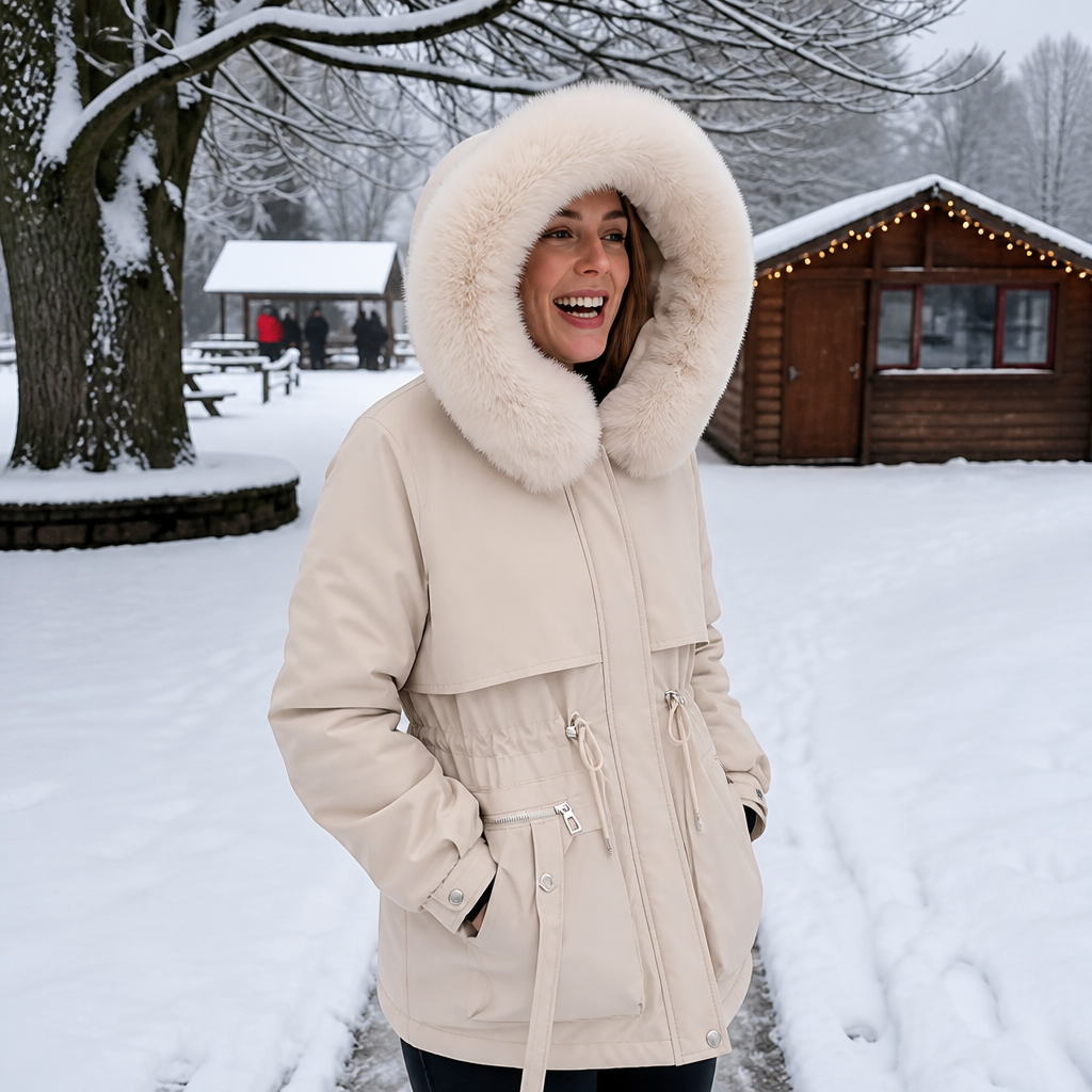 Duvella Faux Fur Hood Double-Layered Puffer Coat