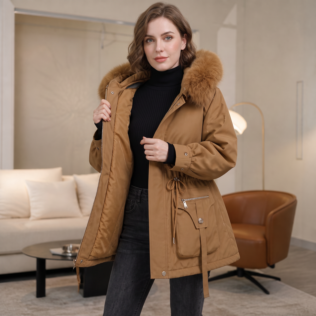 Duvella Faux Fur Hood Double-Layered Puffer Coat